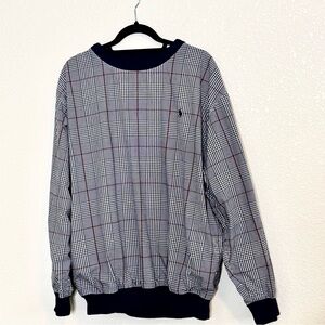 Vintage POLO GOLF Ralph Lauren Windshirt Men’s Large Navy Glen Plaid Mesh Lined